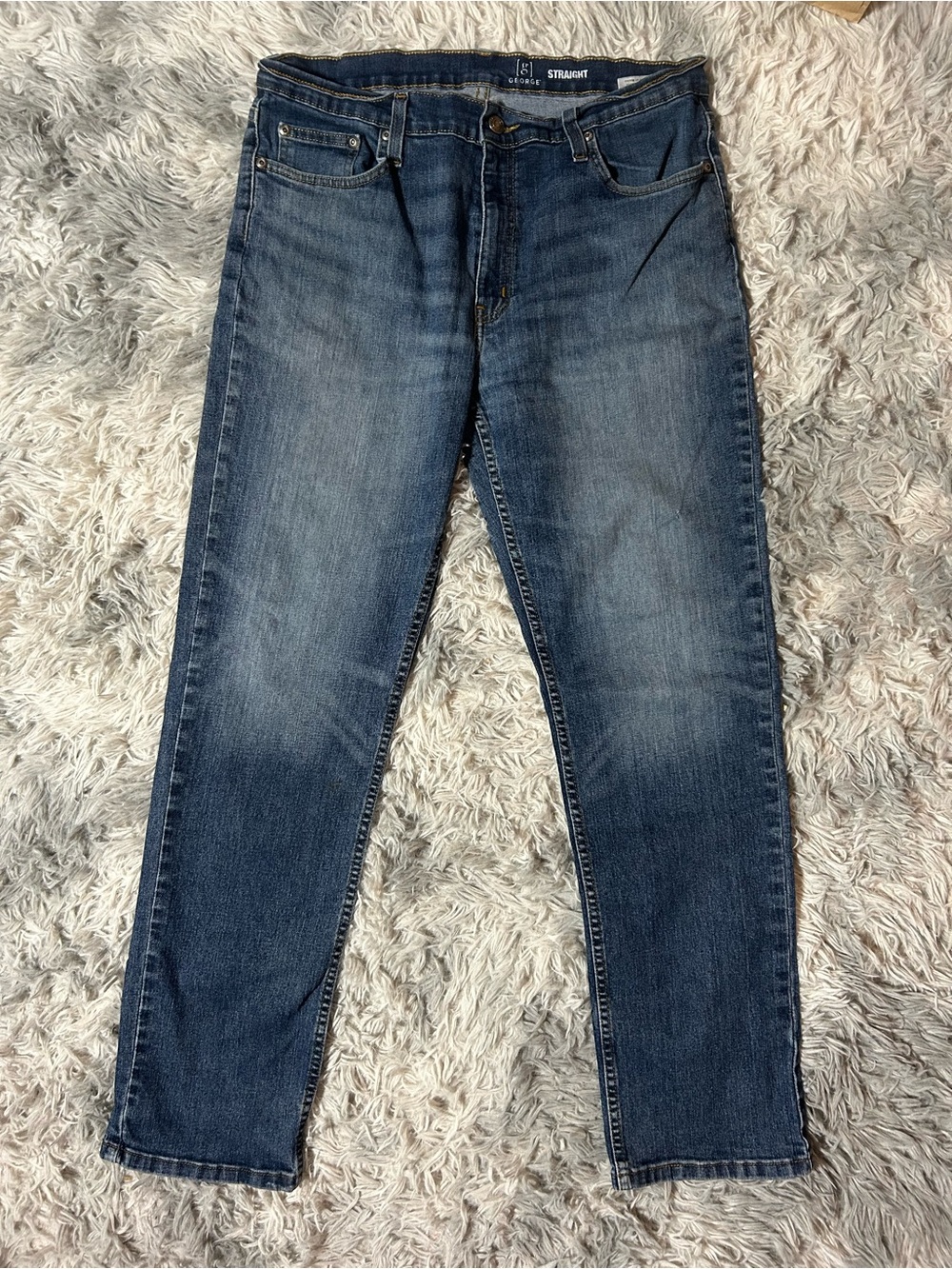 George Men's Straight Denim Jeans in Washed Blue